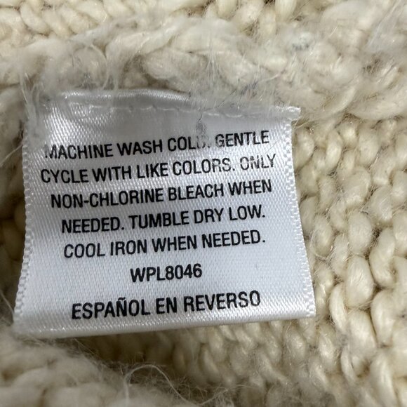 Chunky Cable Knit Bar III Ivory Cream Crochet Sweater L Large - Picture 8 of 8